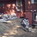 Boulder walls completed by Wolf Landscaping