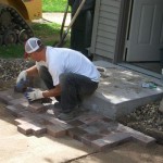 beginning paver installation - Wolf Landscaping